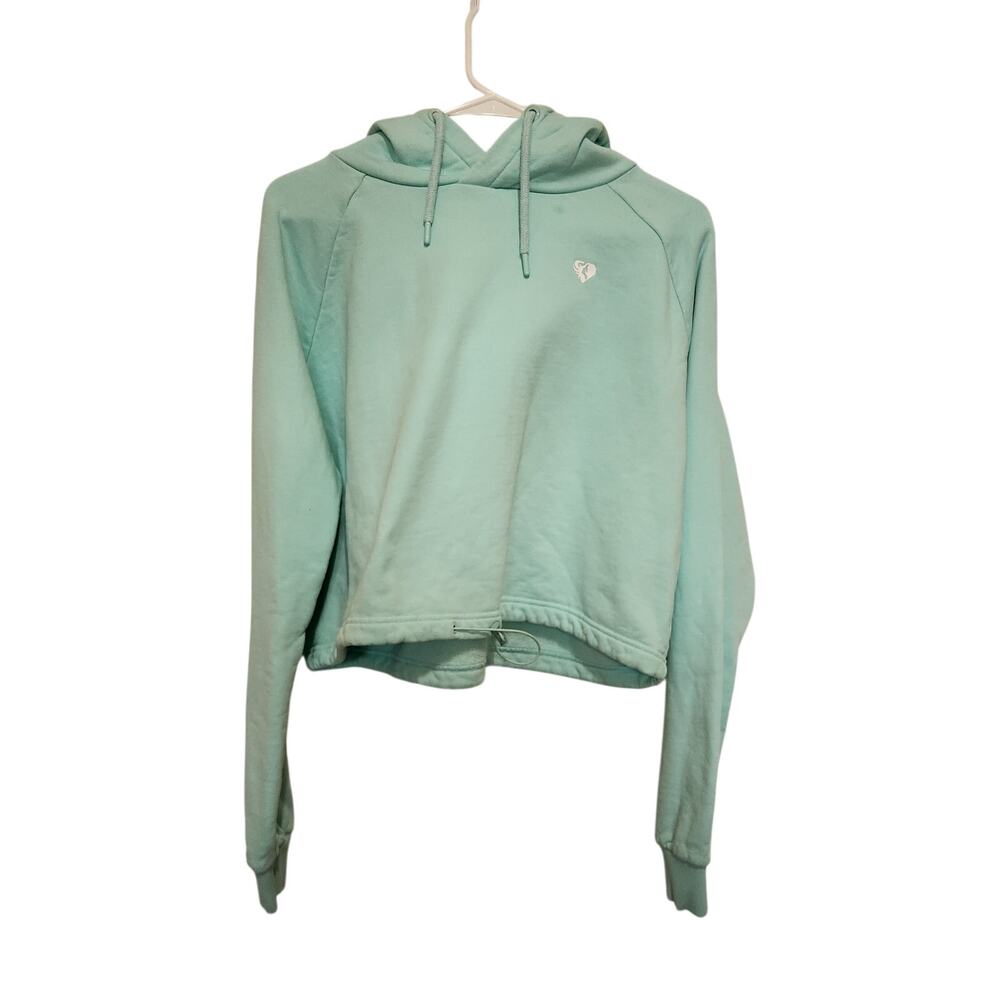 Women's Best Mint Green Athleisure Pullover Cropped Hoodie Sweatshirt Large